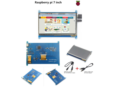 Display LCD 7 polegadas touchscreen capacitivo 1024&times;600 com interface HDMI, compat&iacute;vel com Raspberry Pi 3/4 - Imagem 1