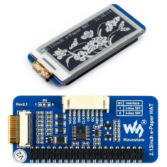 Display E-Ink (E-paper) HAT 2,13 polegadas, preto e branco (duas cores), resolu&ccedil;&atilde;o 250&times;122, interface SPI, suporta atualiza&ccedil;&atilde;o p