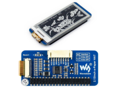 Display E-Ink (E-paper) HAT 2,13 polegadas, preto e branco (duas cores), resolu&ccedil;&atilde;o 250&times;122, interface SPI, suporta atualiza&ccedil;&atilde;o p - Imagem 1
