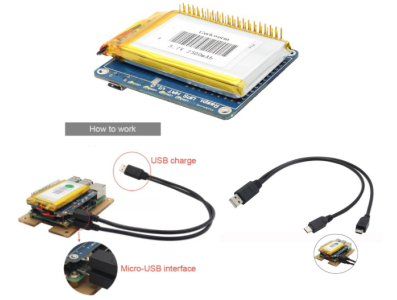 Placa UPS HAT com bateria de l&iacute;tio, suporta carga e descarga e exibe n&iacute;vel de energia para Raspberry Pi e RP2040 - Imagem 1