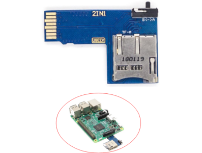 Adaptador 2 em 1 para cart&atilde;o TF com chave seletora de sistema duplo para Raspberry Pi e RP2040 - Imagem 1
