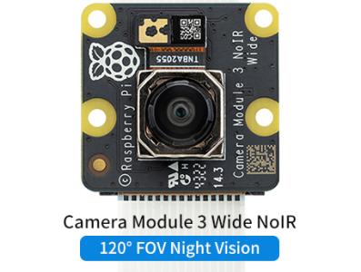M&oacute;dulo de c&acirc;mera Raspberry Pi Camera Module 3 NoIR Wide, sensor SONY IMX708 12 MP, autofoco, FOV 120&deg; - Imagem 1
