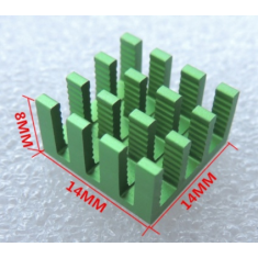 Dissipador para MOSFET em liga de alum&iacute;nio verde 14x14x8 mm compat&iacute;vel com Raspberry Pi 3