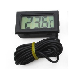 Term&ocirc;metro digital LCD FY-10, preto, com fio de 1 m