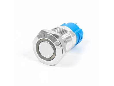 Interruptor bot&atilde;o de painel met&aacute;lico 12mm travamento autom&aacute;tico mini curto estanque branco 12-24V anel luminoso tipo pino - Imagem 5