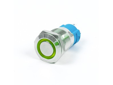 Bot&atilde;o de Painel 12 mm Met&aacute;lico Auto-travante Mini Curto Selado Verde com Anel Luminoso 12-24V Tipo Pino - Imagem 5