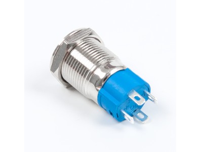 Interruptor de bot&atilde;o met&aacute;lico 12 mm mini curto com travamento, estanque e anel luminoso azul 12-24V tipo pino - Imagem 6
