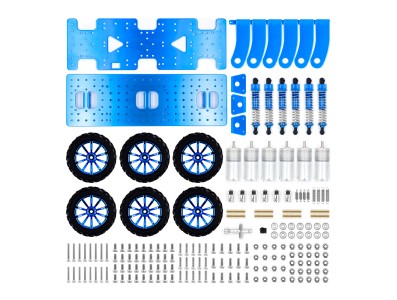 Kit de Rob&oacute;tica Chassi inteligente 6WD azul com amortecimento, projeto off‑road e conectividade Wi‑Fi - Imagem 2