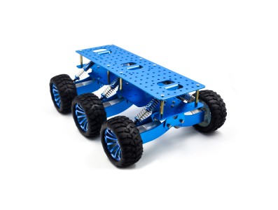 Kit de Rob&oacute;tica Chassi inteligente 6WD azul com amortecimento, projeto off‑road e conectividade Wi‑Fi - Imagem 1