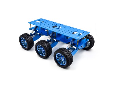 Kit de Rob&oacute;tica Chassi inteligente 6WD azul com amortecimento, projeto off‑road e conectividade Wi‑Fi - Imagem 3