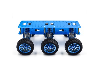 Kit de Rob&oacute;tica Chassi inteligente 6WD azul com amortecimento, projeto off‑road e conectividade Wi‑Fi - Imagem 4