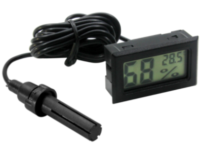 Mini Term&ocirc;metro e Higr&ocirc;metro Digital FY-12 com Display LCD Preto e Cabo de 1,5 m - Imagem 1