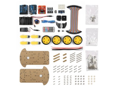 Kit chassi 4WD multifuncional com UNO R3 e mini protoboard 170 pontos - Imagem 1