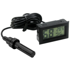 Term&ocirc;metro higr&ocirc;metro digital mini FY-12 com LCD e cabo de 1,5 m, preto
