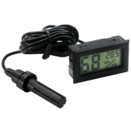 Term&ocirc;metro higr&ocirc;metro digital mini FY-12 com LCD e cabo de 1,5 m, preto