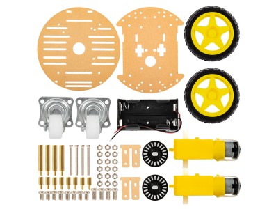 Kit Chassi 2WD DIY Mini Redondo com Plataforma Dupla para Carro Rob&ocirc; Inteligente - Imagem 2