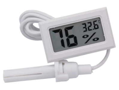 Term&ocirc;metro e Higr&ocirc;metro Digital Mini FY-12 LCD Branco com fio 1,5 m - Imagem 1
