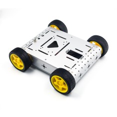 Chassi de metal em formato de tanque prata para kits de rob&oacute;tica e carros inteligentes