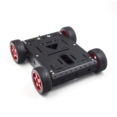 Chassi rob&oacute;tico tipo tanque em metal preto para carro inteligente