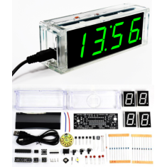 Kit DIY Rel&oacute;gio Digital com Microcontrolador, LED Verde e Term&ocirc;metro, Rel&oacute;gio Falante com PDF e Alto-falante
