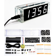 Kit DIY Rel&oacute;gio Digital e Term&ocirc;metro com Microcontrolador, LED branco, Rel&oacute;gio Falante, PDF e Alto-falante