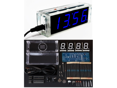 Kit DIY Rel&oacute;gio Digital Eletr&ocirc;nico com Microcontrolador e LED Azul - Imagem 1