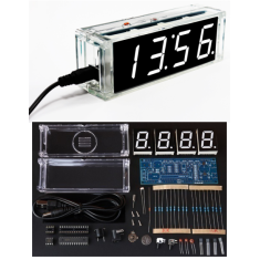 Kit DIY eletr&ocirc;nico de rel&oacute;gio digital com microcontrolador e LEDs brancos