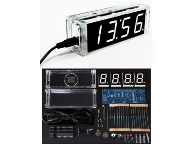 Kit DIY eletr&ocirc;nico de rel&oacute;gio digital com microcontrolador e LEDs brancos - Imagem 1