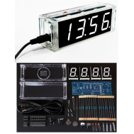 Kit DIY eletr&ocirc;nico de rel&oacute;gio digital com microcontrolador e LEDs brancos