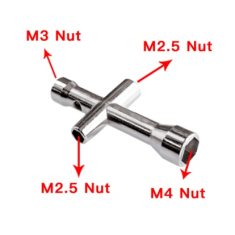 Mini chave em cruz com soquete para porcas M2, M2.5, M3 e M4