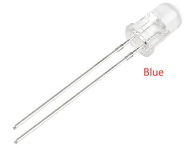 LED azul 5 mm transparente (water clear) 6000 mcd, terminais 28 mm - Imagem 7