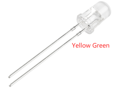 LED 3 mm com perna de 28 mm, lente transparente (water clear), cores amarelo e verde - Imagem 7