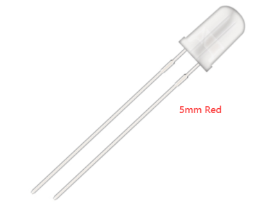 LED 5 mm vermelho, perna 18 mm, lente transparente, acess&oacute;rio Arduino - Imagem 1