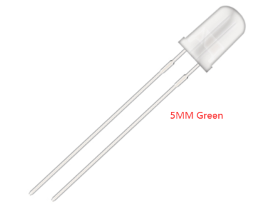 LED verde 5 mm com perna de 18 mm e corpo cristalino, acess&oacute;rio para Arduino - Imagem 1