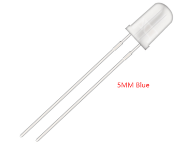 LED 5 mm azul com lente transparente (water clear) e perna de 18 mm - Imagem 1
