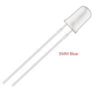 LED 5 mm azul com lente transparente (water clear) e perna de 18 mm