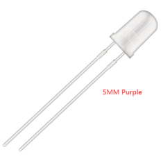 LED 5 mm roxo, corpo transparente, perna 18 mm, acess&oacute;rio para Arduino