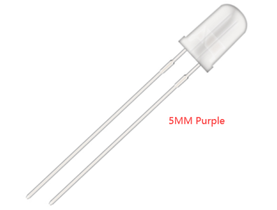LED 5 mm roxo, corpo transparente, perna 18 mm, acess&oacute;rio para Arduino - Imagem 1