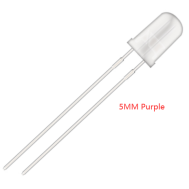 LED 5 mm roxo, corpo transparente, perna 18 mm, acess&oacute;rio para Arduino