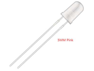 LED 5 mm rosa com corpo transparente e perna de 18 mm - Imagem 1