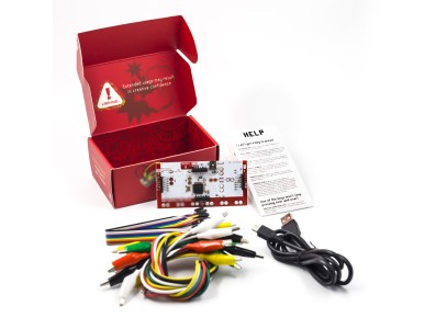 Kit Makey Set Deluxe com cabo USB, linha Dupond e garras jacar&eacute; para crian&ccedil;as, instru&ccedil;&otilde;es em ingl&ecirc;s, caixa vermelha - Imagem 2