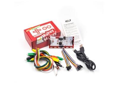 Kit Makey Set Deluxe com cabo USB, linha Dupond e garras jacar&eacute; para crian&ccedil;as, instru&ccedil;&otilde;es em ingl&ecirc;s, caixa vermelha - Imagem 1