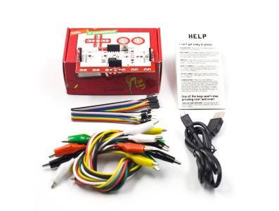 Kit Makey Set Deluxe com cabo USB, linha Dupond e garras jacar&eacute; para crian&ccedil;as, instru&ccedil;&otilde;es em ingl&ecirc;s, caixa vermelha - Imagem 3