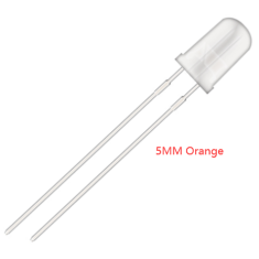LED laranja 5 mm com corpo transparente e terminais de 18 mm