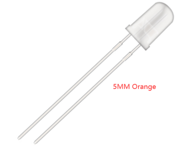 LED laranja 5 mm com corpo transparente e terminais de 18 mm - Imagem 1