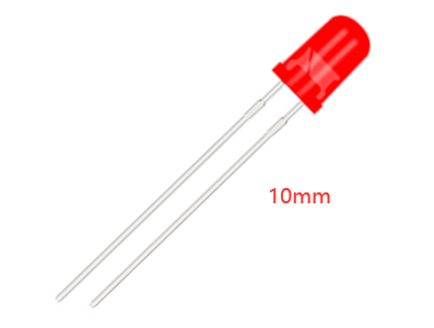 LED 10 mm vermelho com perna 28 mm - Imagem 1