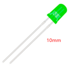 LED verde 10 mm com perna de 28 mm