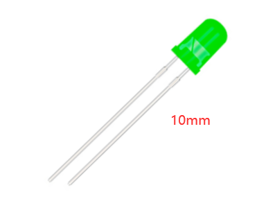 LED verde 10 mm com perna de 28 mm - Imagem 1