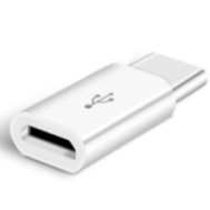Conector adaptador branco Micro USB para USB Tipo-C