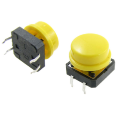 Interruptor t&aacute;til moment&acirc;neo 12x12x7,3 mm e bot&atilde;o redondo amarelo